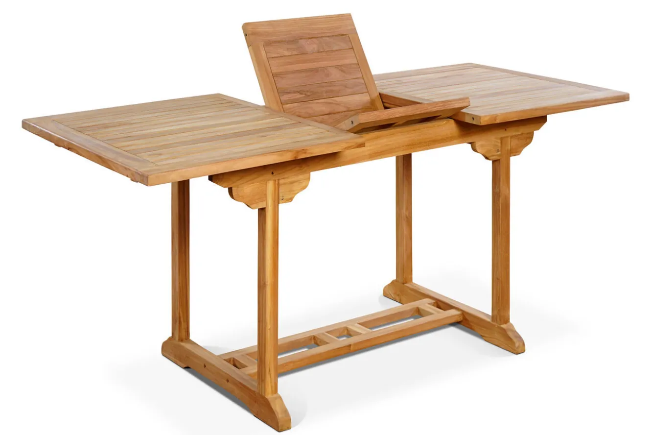 OUTFLEXX Ontario/Washington Garten-Essgruppe, natur, Teak, 160/210x90cm, 8x Stapelsessel