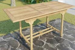 OUTFLEXX Ontario/Washington Garten-Essgruppe, natur, Teak, 160/210x90cm, 8x Stapelsessel