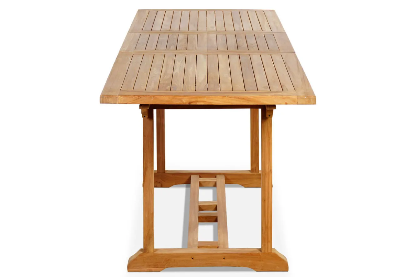 OUTFLEXX Ontario/Washington Garten-Essgruppe, natur, Teak, 160/210x90cm, 8x Stapelsessel