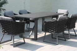 OUTFLEXX Oranger Blossom Garten-Essgruppe, 6 Personen, Tisch 200x90cm, inkl. Polster, anthrazit/Rope
