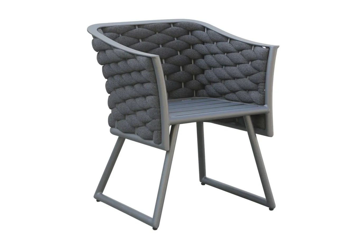 OUTFLEXX Oranger Blossom Garten-Essgruppe, 6 Personen, Tisch 200x90cm, inkl. Polster, anthrazit/Rope