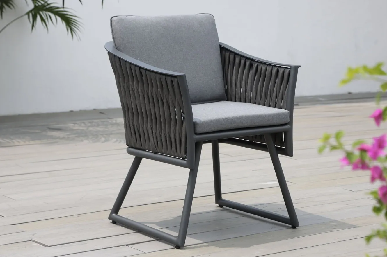 OUTFLEXX Oranger Blossom Sessel, anthrazit, Aluminium/ XL Geflecht, 60x62x75 cm , inkl. Polster