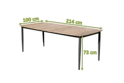 OUTFLEXX Oscar Esstisch, anthrazit, Alu/Teak, 220x100x73 cm, Tischplatte aus hochwertigem Teak