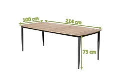 OUTFLEXX Oscar Esstisch, anthrazit, Alu/Teak, 220x100x73 cm, Tischplatte aus hochwertigem Teak