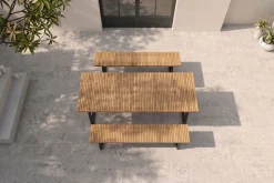 OUTFLEXX Oslo Garten-Essgruppe, 6 Personen, 2 Bänke, 210x90cm, Aluminium/Teak, FSC®-zertifiziert
