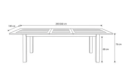 OUTFLEXX Oxford Ausziehtisch, anthrazit/natur, Edelstahl/recycled Teak, 200/260 x 100 cm