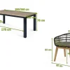 OUTFLEXX Oxford Garten-Essgruppe, anthrazit/natur, Edelstahl/recycled Teak/Rope, 200/260 x 100 cm, 8x Sessel, FSC®-zertifiziertes Produkt