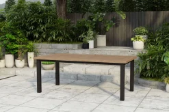 OUTFLEXX Oxford/Zui Garten-Essgruppe, anthrazit/hellgrau, Edelstahl/recycled Teak/Rope, 200/260 x 100 cm, 6x Sessel, inkl. Polster