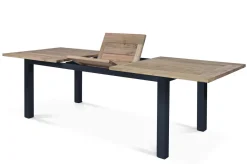OUTFLEXX Oxford/Zui Garten-Essgruppe, anthrazit/hellgrau, Edelstahl/recycled Teak/Rope, 200/260 x 100 cm, 6x Sessel, inkl. Polster