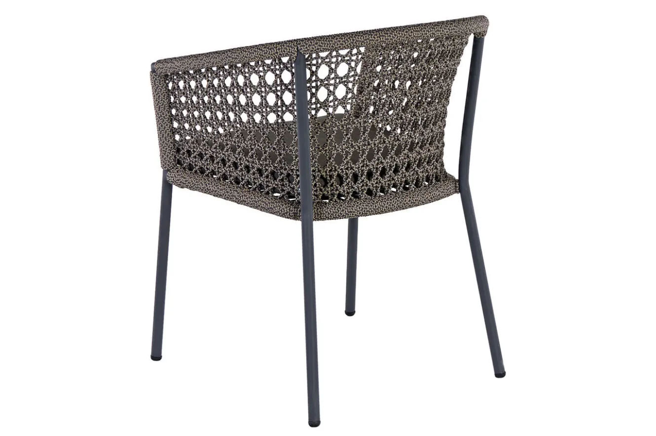 OUTFLEXX Oxford/Zui Garten-Essgruppe, anthrazit/hellgrau, Edelstahl/recycled Teak/Rope, 200/260 x 100 cm, 6x Sessel, inkl. Polster