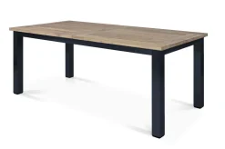 OUTFLEXX Oxford/Zui Garten-Essgruppe, anthrazit/hellgrau, Edelstahl/recycled Teak/Rope, 200/260 x 100 cm, 6x Sessel, inkl. Polster