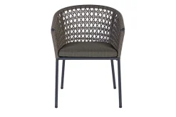OUTFLEXX Oxford/Zui Garten-Essgruppe, anthrazit/hellgrau, Edelstahl/recycled Teak/Rope, 200/260 x 100 cm, 6x Sessel, inkl. Polster