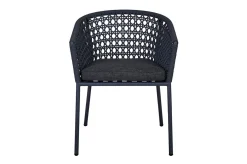 OUTFLEXX Oxford/Zui Garten-Essgruppe, anthrazit/dunkelgrau, Edelstahl/recycled Teak/Rope, 200/260 x 100 cm, 8x Sessel, inkl. Polster