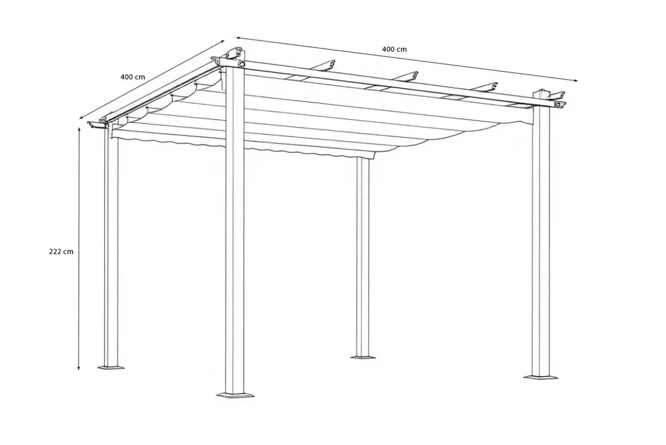 OUTFLEXX Pergola, faltbares Stoffdach 4 x 4 m, Aluminium/Polyester, Anthrazit/Creme, UV-Schutz 30+