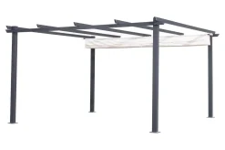 OUTFLEXX Pergola, faltbares Stoffdach 4 x 4 m, Aluminium/Polyester, Anthrazit/Creme, UV-Schutz 30+