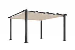 OUTFLEXX Pergola, faltbares Stoffdach 4 x 4 m, Aluminium/Polyester, Anthrazit/Creme, UV-Schutz 30+