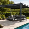 OUTFLEXX Pergola mit faltbarem Stoffdach, Anthrazit, Aluminium/Polyester, 4 x 4 m, Air-Vent System, UV-beständig