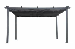 OUTFLEXX Pergola mit faltbarem Stoffdach, Anthrazit, Aluminium/Polyester, 4 x 4 m, Air-Vent System, UV-beständig