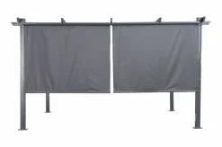OUTFLEXX Pergola mit faltbarem Stoffdach, Anthrazit, Aluminium/Polyester, 4 x 4 m, Air-Vent System, UV-beständig
