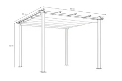 OUTFLEXX Pergola mit faltbarem Stoffdach, Anthrazit, Aluminium/Polyester, 4 x 4 m, Air-Vent System, UV-beständig