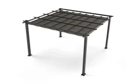 OUTFLEXX Pergola mit faltbarem Stoffdach, Anthrazit, Aluminium/Polyester, 4 x 4 m, Air-Vent System, UV-beständig