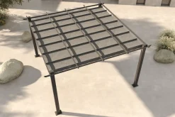 OUTFLEXX Pergola mit faltbarem Stoffdach, Anthrazit, Aluminium/Polyester, 4 x 4 m, Air-Vent System, UV-beständig
