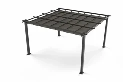 OUTFLEXX Pergola mit faltbarem Stoffdach, Anthrazit, Aluminium/Polyester, 4 x 4 m, Air-Vent System, UV-beständig