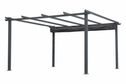 OUTFLEXX Pergola mit faltbarem Stoffdach, Anthrazit, Aluminium/Polyester, 4 x 4 m, Air-Vent System, UV-beständig