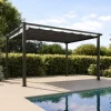 OUTFLEXX Pergola mit faltbarem Stoffdach, Anthrazit, Aluminium/Polyester, 3 x 4 m, Air-Vent System, UV-Schutz 30