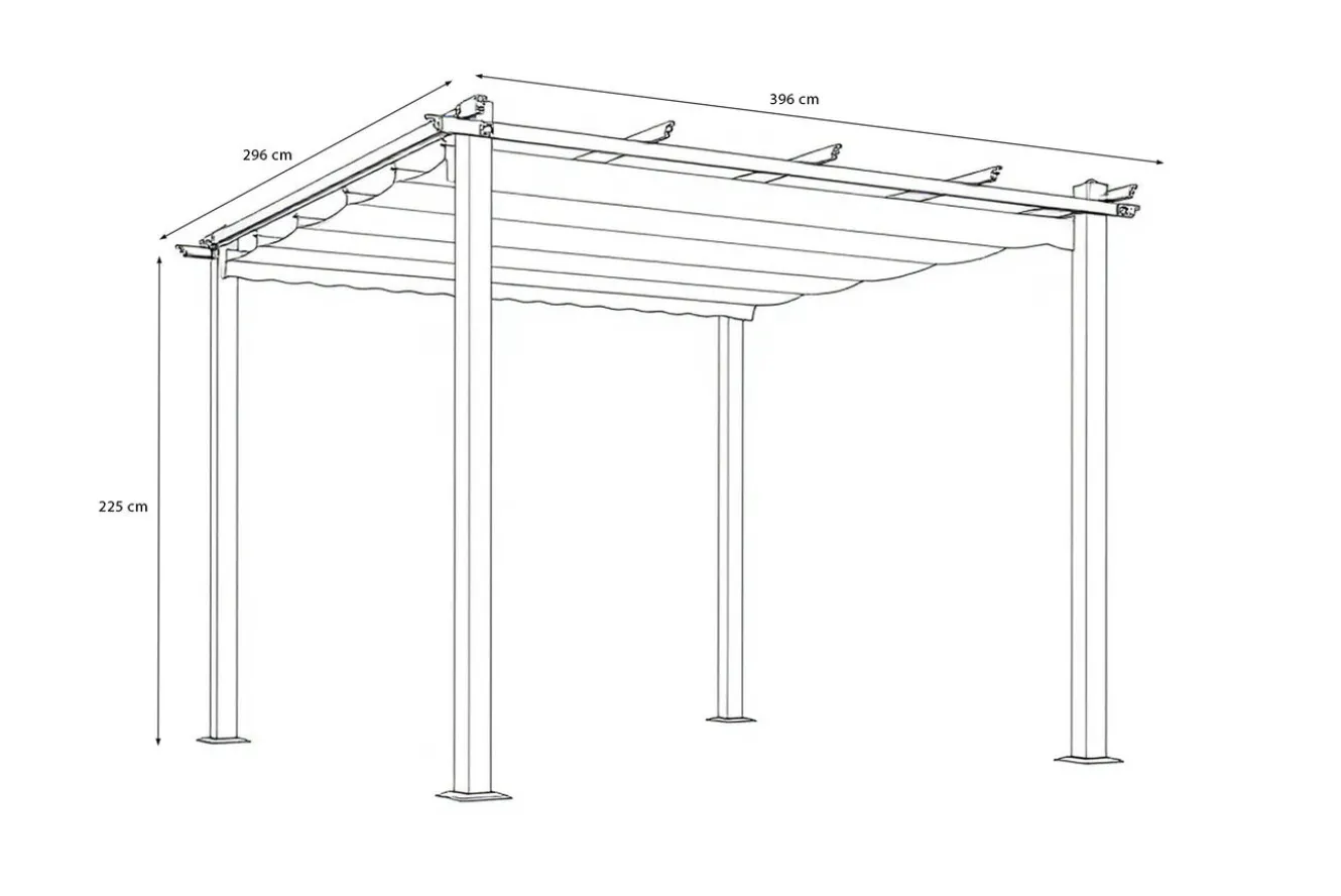 OUTFLEXX Pergola mit faltbarem Stoffdach, Anthrazit, Aluminium/Polyester, 3 x 4 m, Air-Vent System, UV-Schutz 30