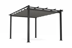 OUTFLEXX Pergola mit faltbarem Stoffdach, Anthrazit, Aluminium/Polyester, 3 x 4 m, Air-Vent System, UV-Schutz 30