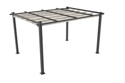 OUTFLEXX Pergola mit faltbarem Stoffdach, Anthrazit/Creme, Aluminium/Polyester, 3 x 4 m, Air-Vent System, UV-Schutz 30+