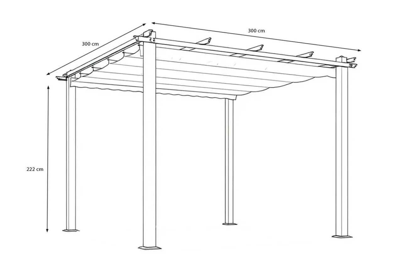 OUTFLEXX Pergola mit faltbarem Stoffdach, Anthrazit/Creme, Aluminium/Polyester, 3 x 3 m, Air-Vent System, UV-Schutz 30+