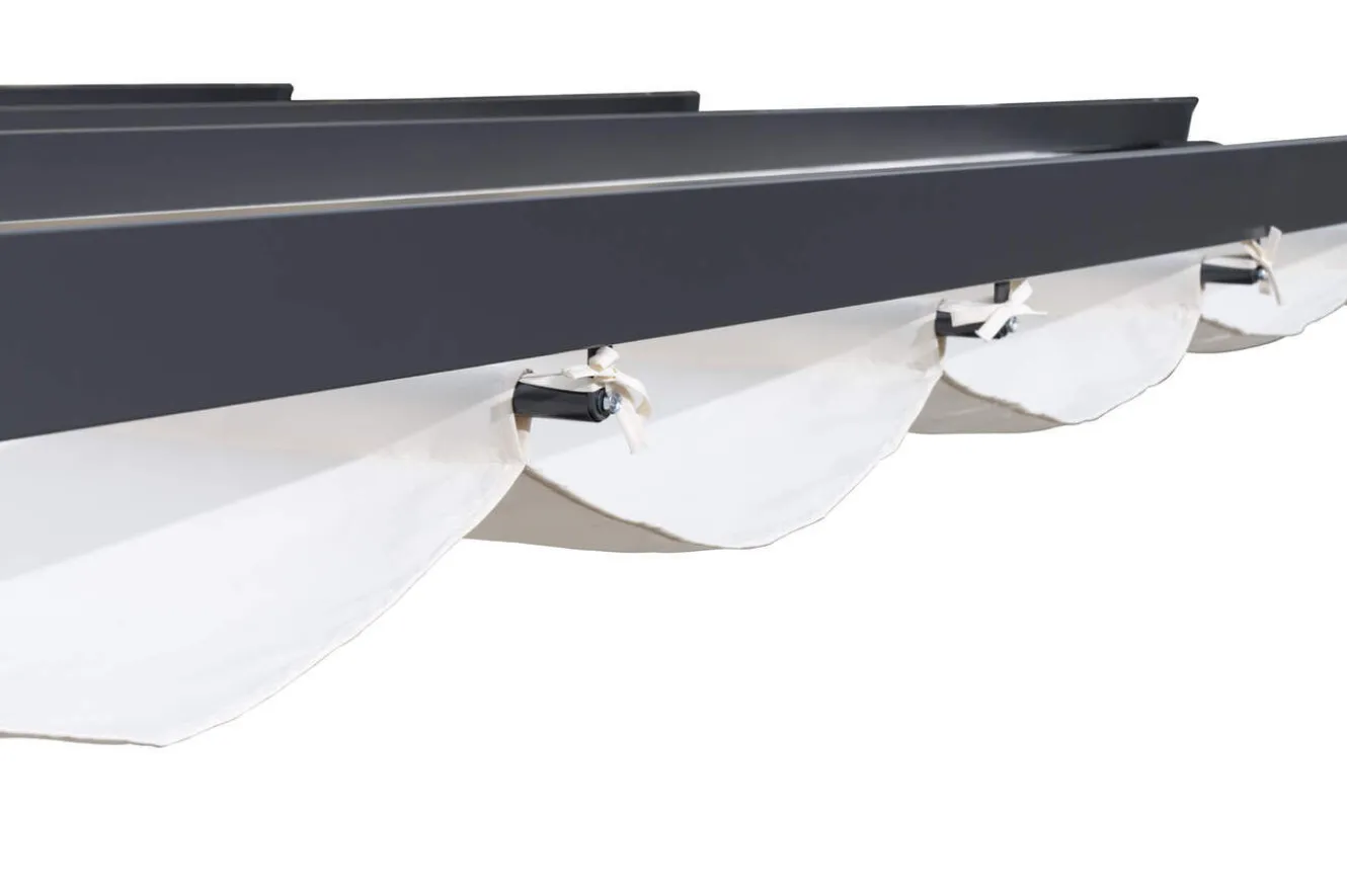 OUTFLEXX Pergola mit faltbarem Stoffdach, Anthrazit/Creme, Aluminium/Polyester, 3 x 3 m, Air-Vent System, UV-Schutz 30+