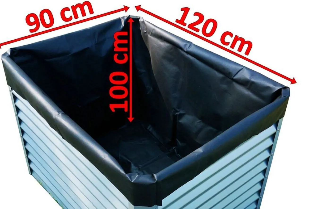 OUTFLEXX Pflanzvlies, schwarz, Vlies 200g/m², 120x90x100cm, für Hochbeet mit 120cm