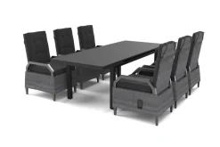 OUTFLEXX Porto Garten-Essgruppe, anthrazit/grau, Alu/Polyrattan, ausziehbarer Tisch 180/240 x 100 cm, verstellbare Rückenlehne inkl. Polster