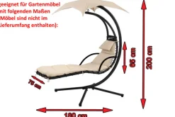 OUTFLEXX Premium Abdeckhaube für Leco Schwingliege, schwarz, wasserbeständig, 187 x 82 x 212 cm