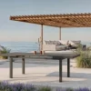 OUTFLEXX Premium Ausziehtisch, anthrazit/grau, Alu/Sicherheitsglas, 180/240x100cm, automatischer Ausziehmechanismus