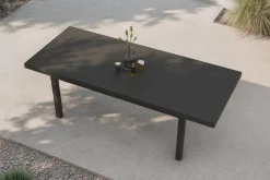 OUTFLEXX Premium Ausziehtisch, anthrazit/grau, Alu/Sicherheitsglas, 180/240x100cm, automatischer Ausziehmechanismus