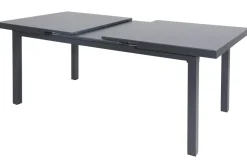 OUTFLEXX Premium Ausziehtisch, anthrazit/grau, Alu/Sicherheitsglas, 180/240x100cm, automatischer Ausziehmechanismus