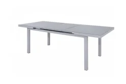 OUTFLEXX Premium Ausziehtisch, silber/grau, Alu/Glas, 180/240x100cm, automatischer Ausziehmechanismus
