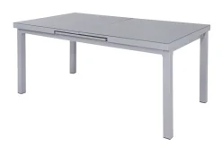 OUTFLEXX Premium Ausziehtisch, silber/grau, Alu/Glas, 180/240x100cm, automatischer Ausziehmechanismus