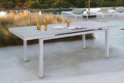 OUTFLEXX Premium Ausziehtisch, silber/grau, Alu/Glas, 180/240x100cm, automatischer Ausziehmechanismus