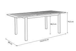 OUTFLEXX Premium Ausziehtisch, anthrazit matt, Alu/Teak, 150/210 x 90 cm, Synchronauszug mit Butterfly-Funktion