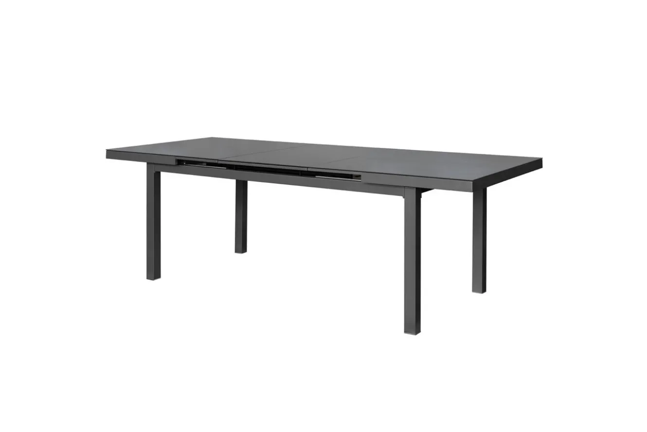 OUTFLEXX Premium Ausziehtisch, anthrazit/grau, Aluminium/Glas, 180/240x100cm, automatischer Ausziehmechanismus
