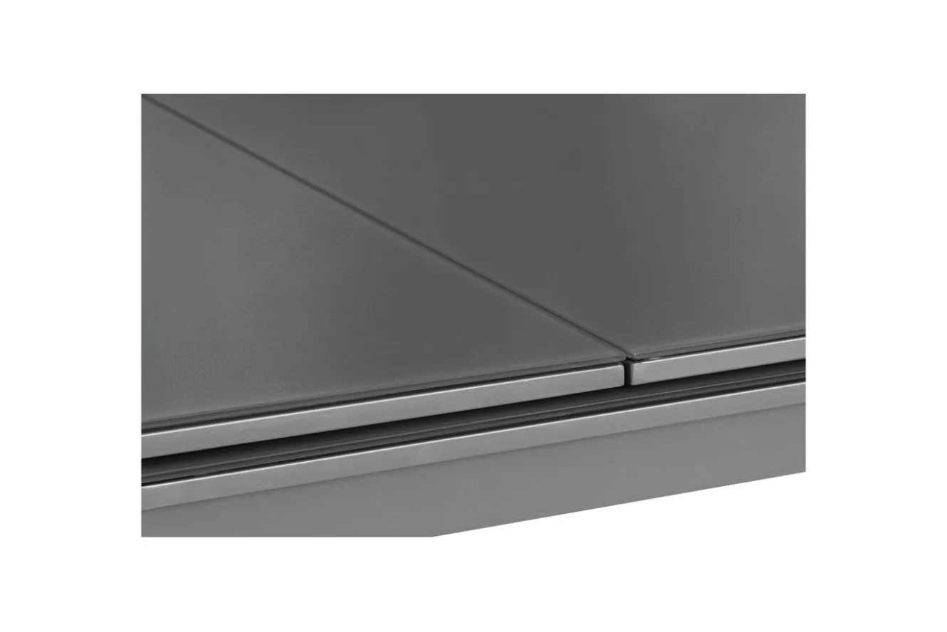 OUTFLEXX Premium Ausziehtisch, anthrazit/grau, Aluminium/Glas, 180/240x100cm, automatischer Ausziehmechanismus