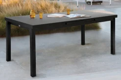 OUTFLEXX Premium Ausziehtisch, anthrazit/grau, Alu/Glas, 180/240x100cm, automatischer Ausziehmechanismus