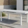 OUTFLEXX Premium Ausziehtisch, weiß, Alu/Glas, 180/240 x 100 cm, witterungsbeständig, hohe Belastbarkeit