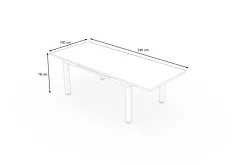 OUTFLEXX Premium Ausziehtisch, weiß, Alu/Glas, 180/240 x 100 cm, witterungsbeständig, hohe Belastbarkeit
