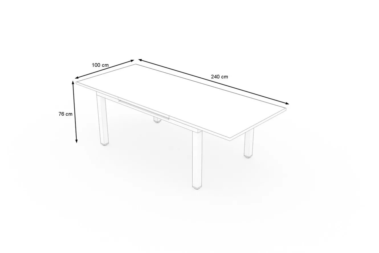 OUTFLEXX Premium Ausziehtisch, weiß, Alu/Glas, 180/240 x 100 cm, witterungsbeständig, hohe Belastbarkeit